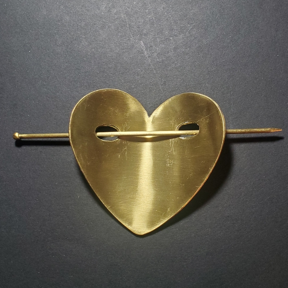 Mother-of-Pearl Shell Handmade Chitra Heart Hair Slide Brass Stick Accessory NWT - Picture 6 of 12